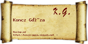 Koncz Géza névjegykártya